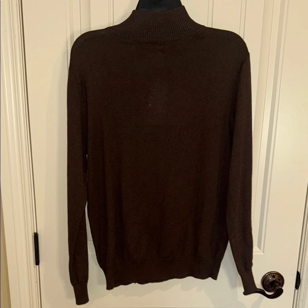 Haggar Cashmere Sweater cotton Brown Zip Up Classic Knit Men's Size S - Picture 2 of 10
